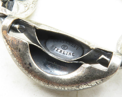 925 Sterling Silver  Vintage Shiny Round Linked Design Brooch Pin  BP4569