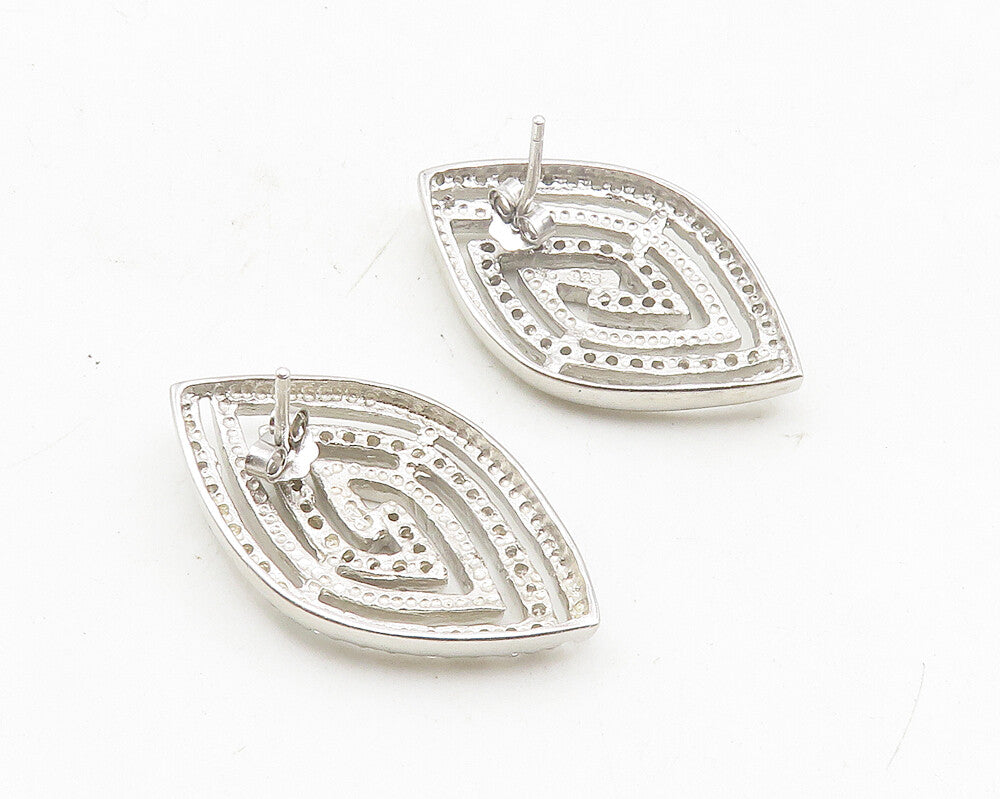 925 Sterling Silver  Shiny Topaz Diamond Shape Spiral Drop Earrings  EG5544