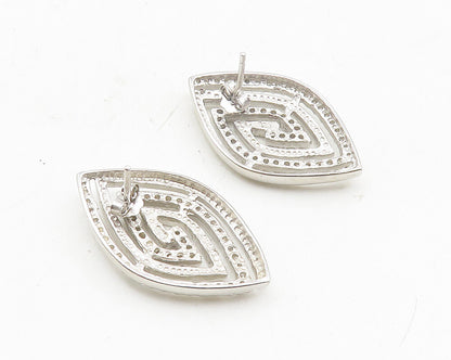 925 Sterling Silver  Shiny Topaz Diamond Shape Spiral Drop Earrings  EG5544