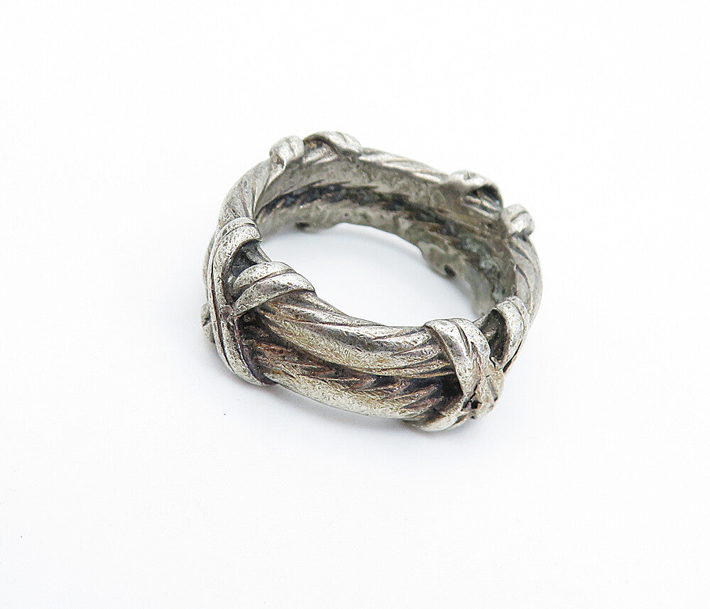 925 Sterling Silver  Vintage Antique Rope Twist Wrapped Band Ring Sz 5  RG6262