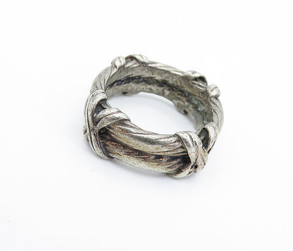925 Sterling Silver  Vintage Antique Rope Twist Wrapped Band Ring Sz 5  RG6262