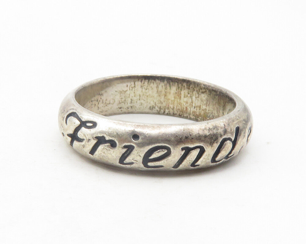 925 Sterling Silver  Vintage Friends Forever Etched Band Ring Sz 5  RG11956