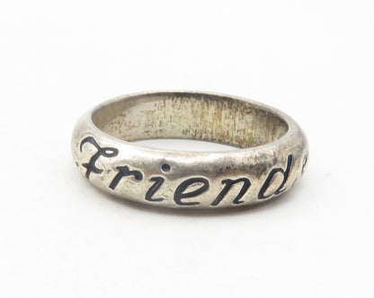 925 Sterling Silver  Vintage Friends Forever Etched Band Ring Sz 5  RG11956