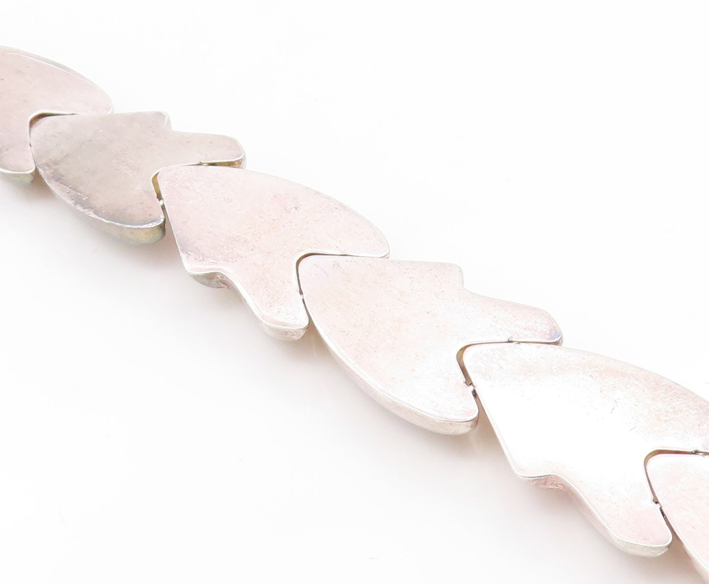 925 Sterling Silver Vintage Bracelet MILOR ITALY Classic Puffy Leaf Link BT11923