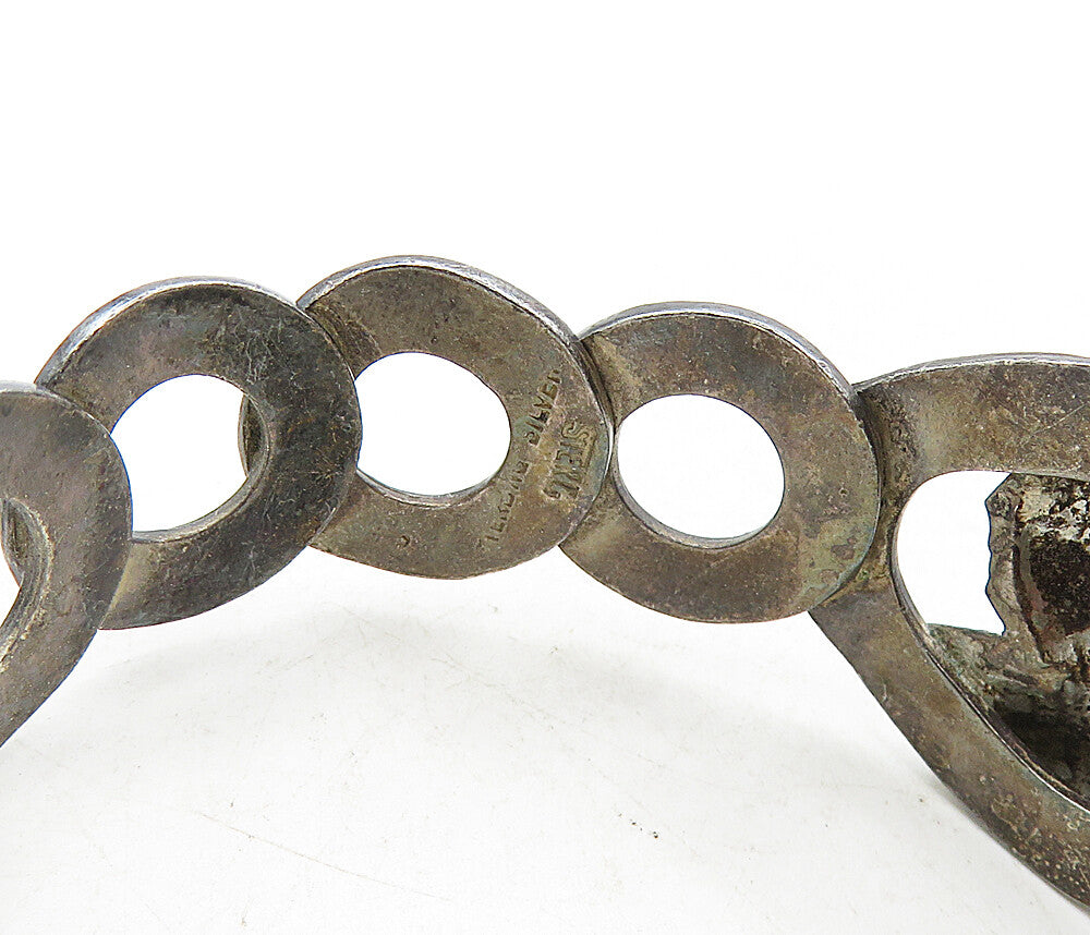 925 Sterling Silver  Vintage Antique Oxidized Woman Face Cuff Bracelet  BT4044