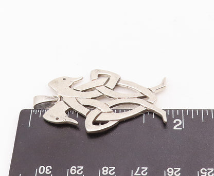 925 Sterling Silver Vintage Pendant Celtic Knot Design With Two Birds  PT22876