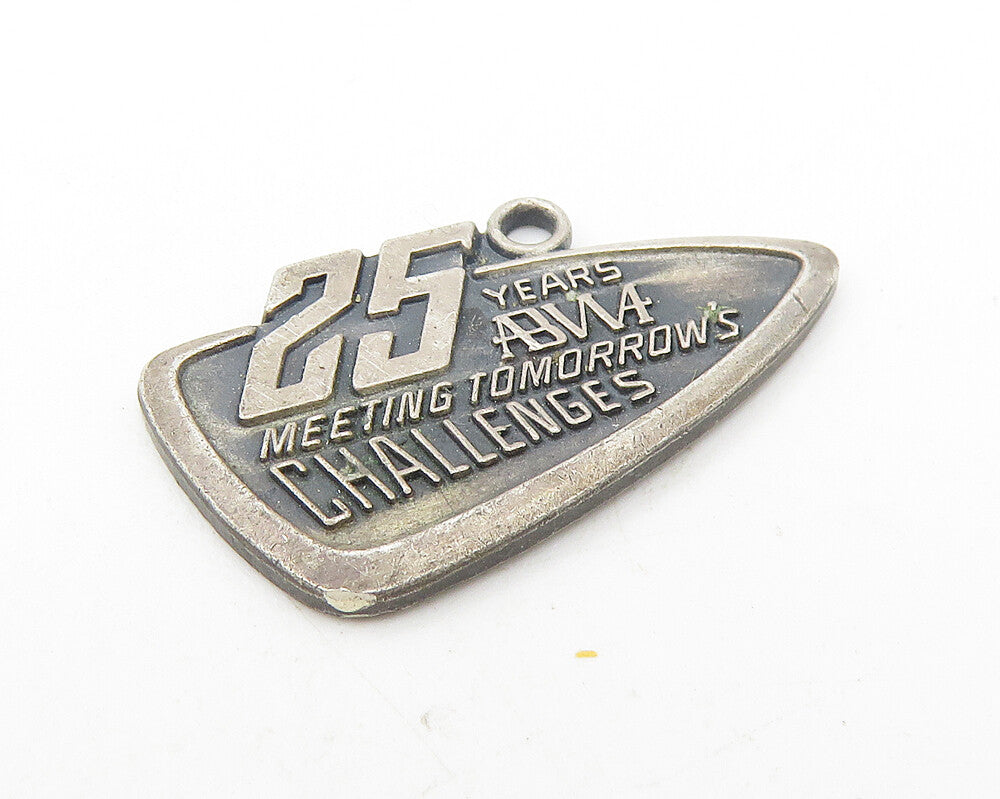 925 Sterling Silver  Vintage 25 Years ABWA Challenge Oxidized Pendant  PT9356