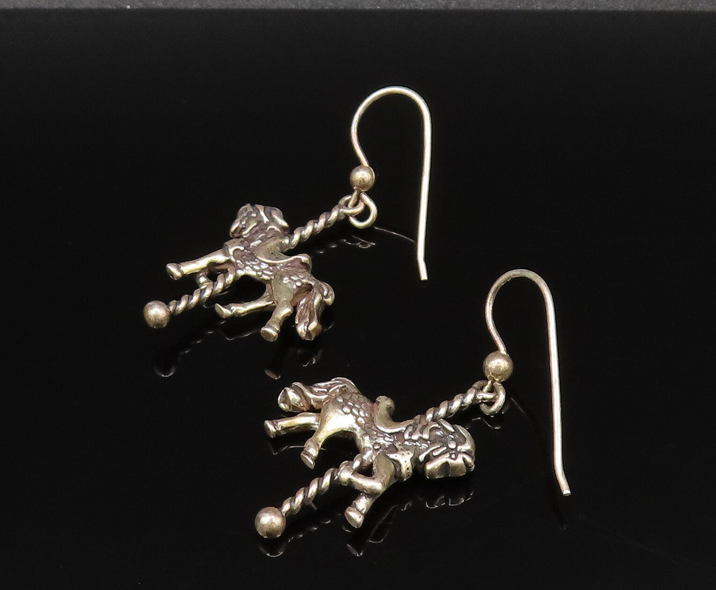 925 Sterling Silver  Vintage Carousel Horse Dangle Earrings  EG12052