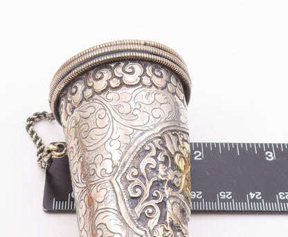 CHINESE EXPORT Solid Silver Vintage Antique Dragon Cone Container  TR2782