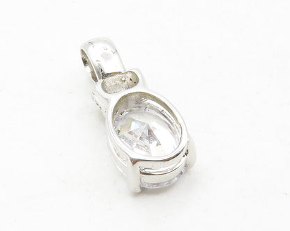 925 Sterling Silver  Sparkling Faceted Cubic Zirconia Drop Pendant  PT9991