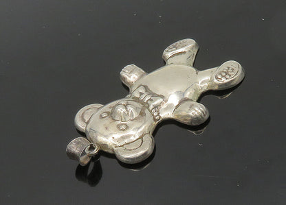 925 Sterling Silver  Vintage Shiny Hollow Teddy Bear Motif Pendant  PT15669