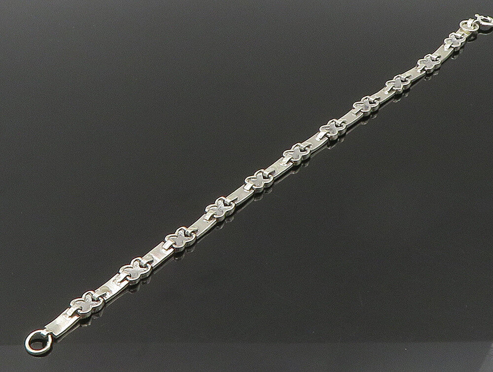 925 Sterling Silver  Marcasite Linked XO Chain Bracelet  BT1063