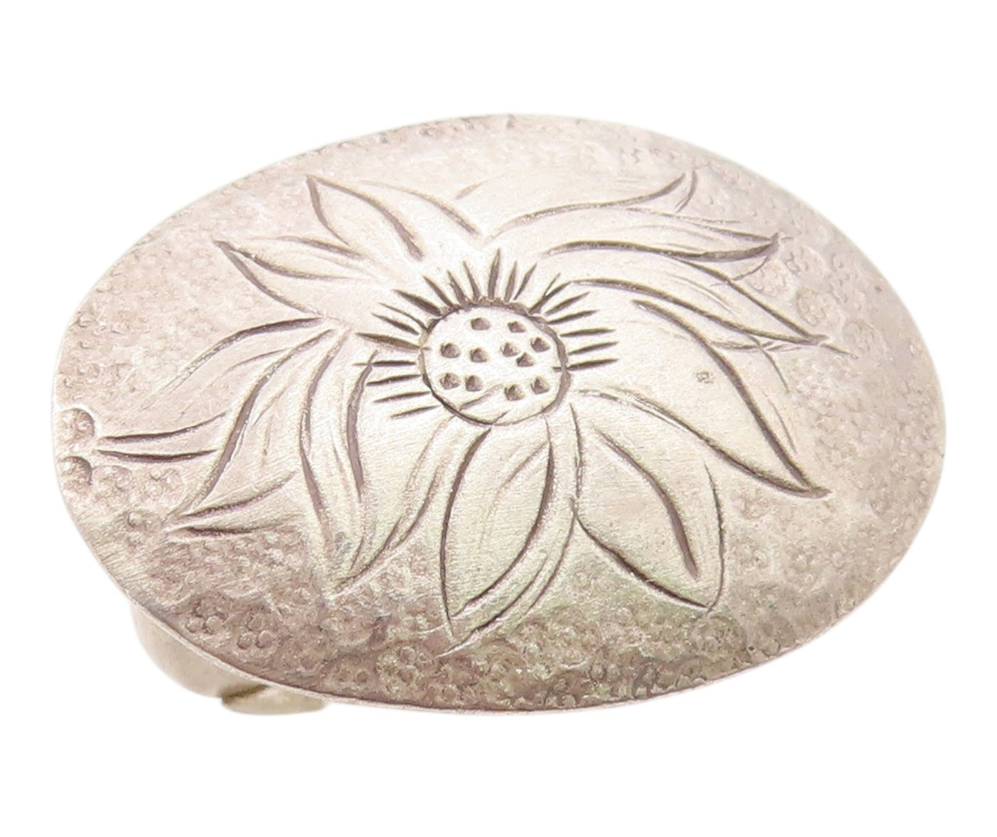 925 Sterling Silver Vintage Ring Engraved Lotus Flower Concho Band Sz 6 RG35905