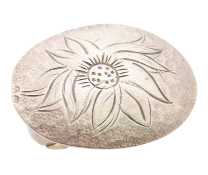 925 Sterling Silver Vintage Ring Engraved Lotus Flower Concho Band Sz 6 RG35905