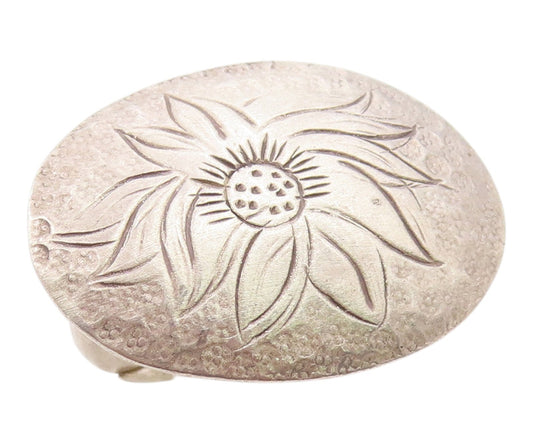 925 Sterling Silver Vintage Ring Engraved Lotus Flower Concho Band Sz 6 RG35905