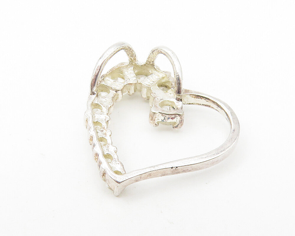 925 Sterling Silver  Sparkling Cubic Zirconia Open Love Heart Pendant  PT9300