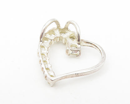 925 Sterling Silver  Sparkling Cubic Zirconia Open Love Heart Pendant  PT9300
