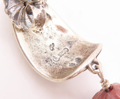 925 Sterling Silver Vintage Earrings CAROLYN POLLACK Dangling Gemstone  EG13116