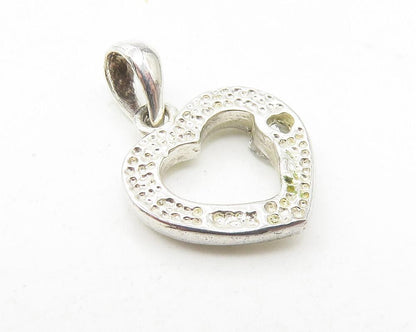 925 Sterling Silver  Topaz Accented Petite Open Love Heart Pendant  PT9422