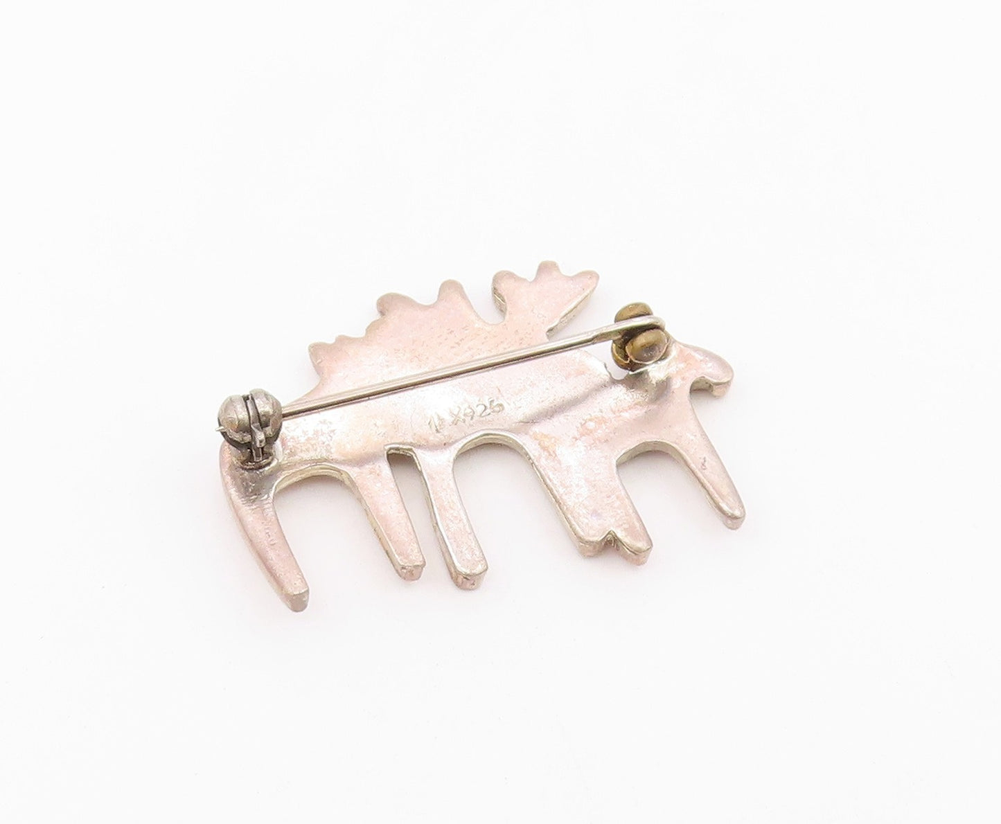 MEXICO 925 Sterling Silver  Vintage Dark Tone Triple Moose Brooch Pin  BP5005