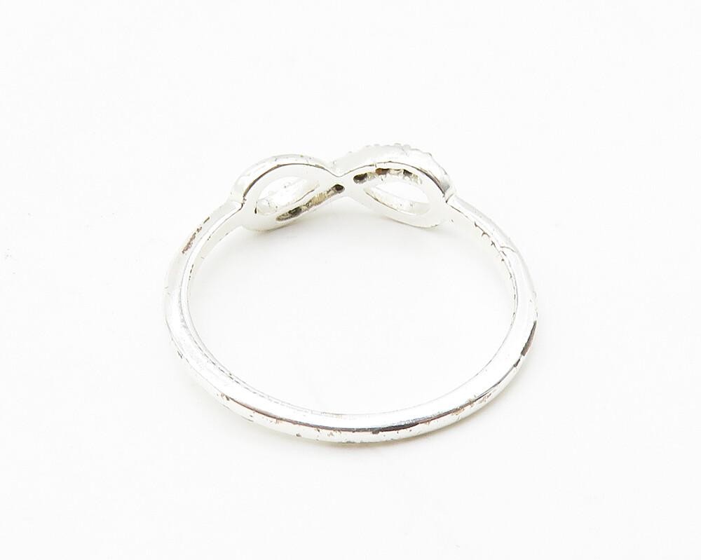 925 Sterling Silver  Topaz Shiny Infinity Symbol Band Ring Sz 7  RG10356