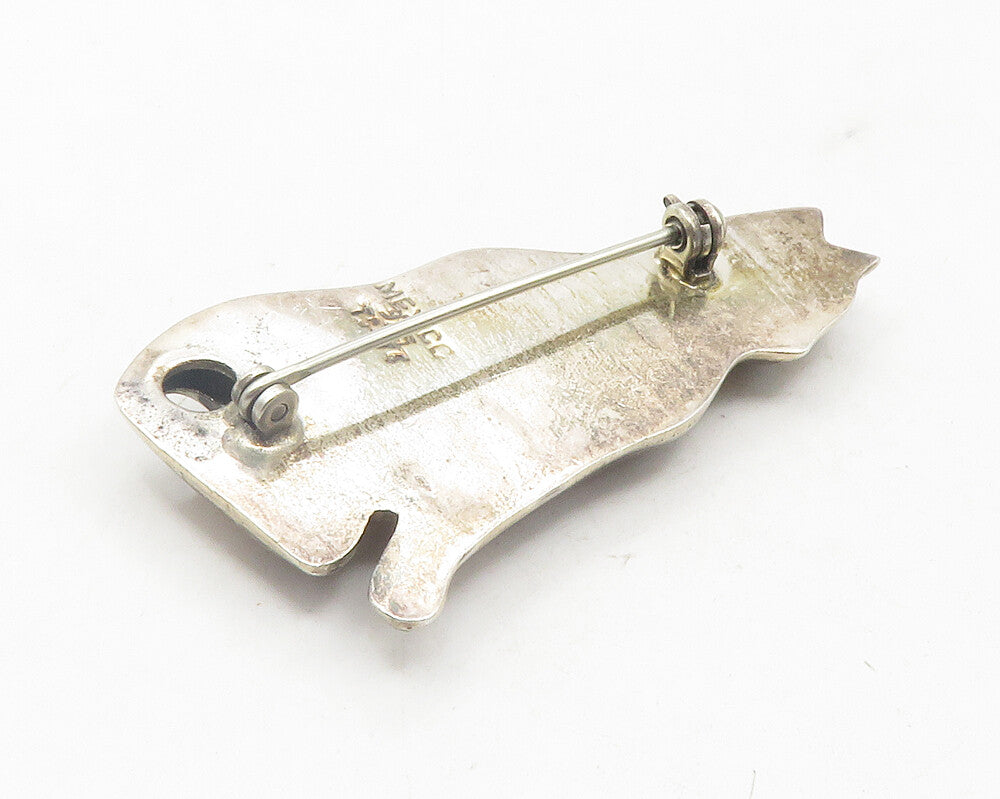 MEXICO 925 Sterling Silver  Vintage Dark Tone Sitting Cat Brooch Pin  BP4442
