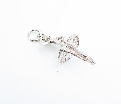925 Sterling Silver  Vintage Shiny Sculpted Ballerina Dancer Pendant  PT3619