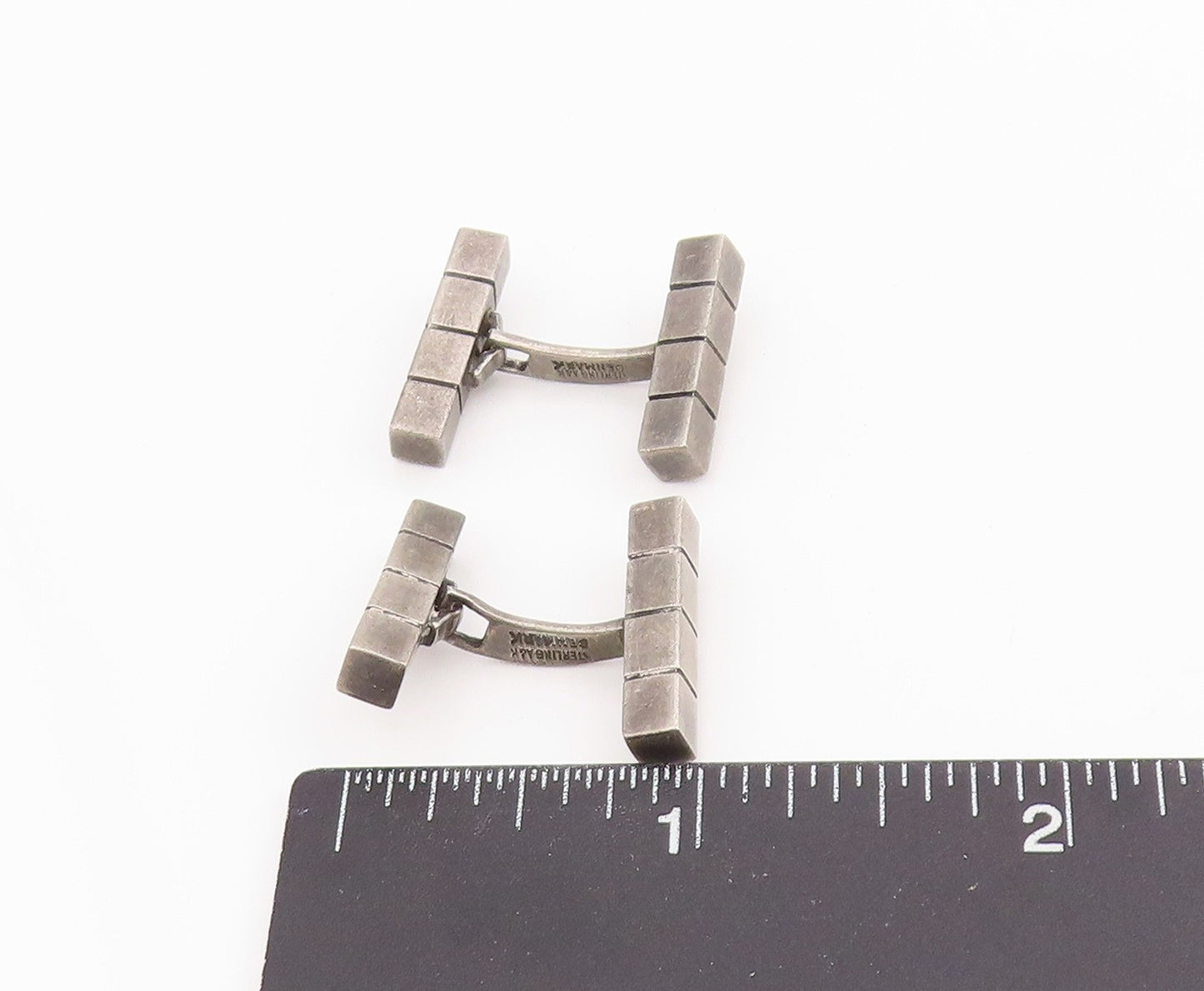 925 Sterling Silver Vintage Cufflinks DENMARK Modernist Geometric Blocks  TR4148