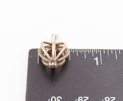 925 Sterling Silver Vintage Pendant Classic Love Heart Cage Charm OPENS  PT26621