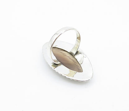 925 Sterling Silver  Vintage Agate Pointed Oval Cocktail Ring Sz 10  RG7956