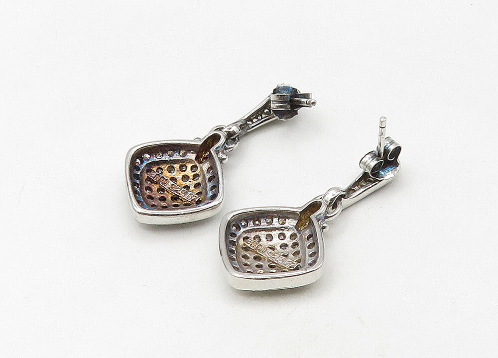 ESPO 925 Silver  Vintage Cubic Zirconia Encrusted Dangle Earrings  EG10687