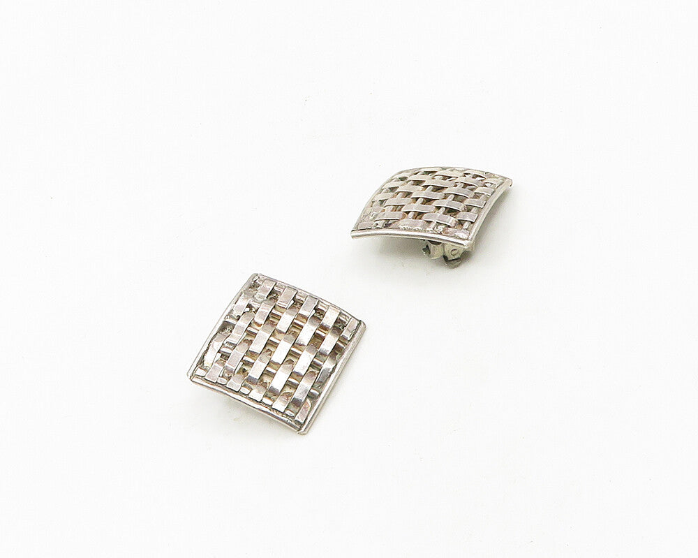 DESIGNER 925 Silver  Vintage Shiny Weaved Non Pierce Drop Earrings  EG9424