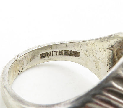925 Sterling Silver  Vintage Shiny Fluted Dome Band Ring Sz 6.5  RG15800