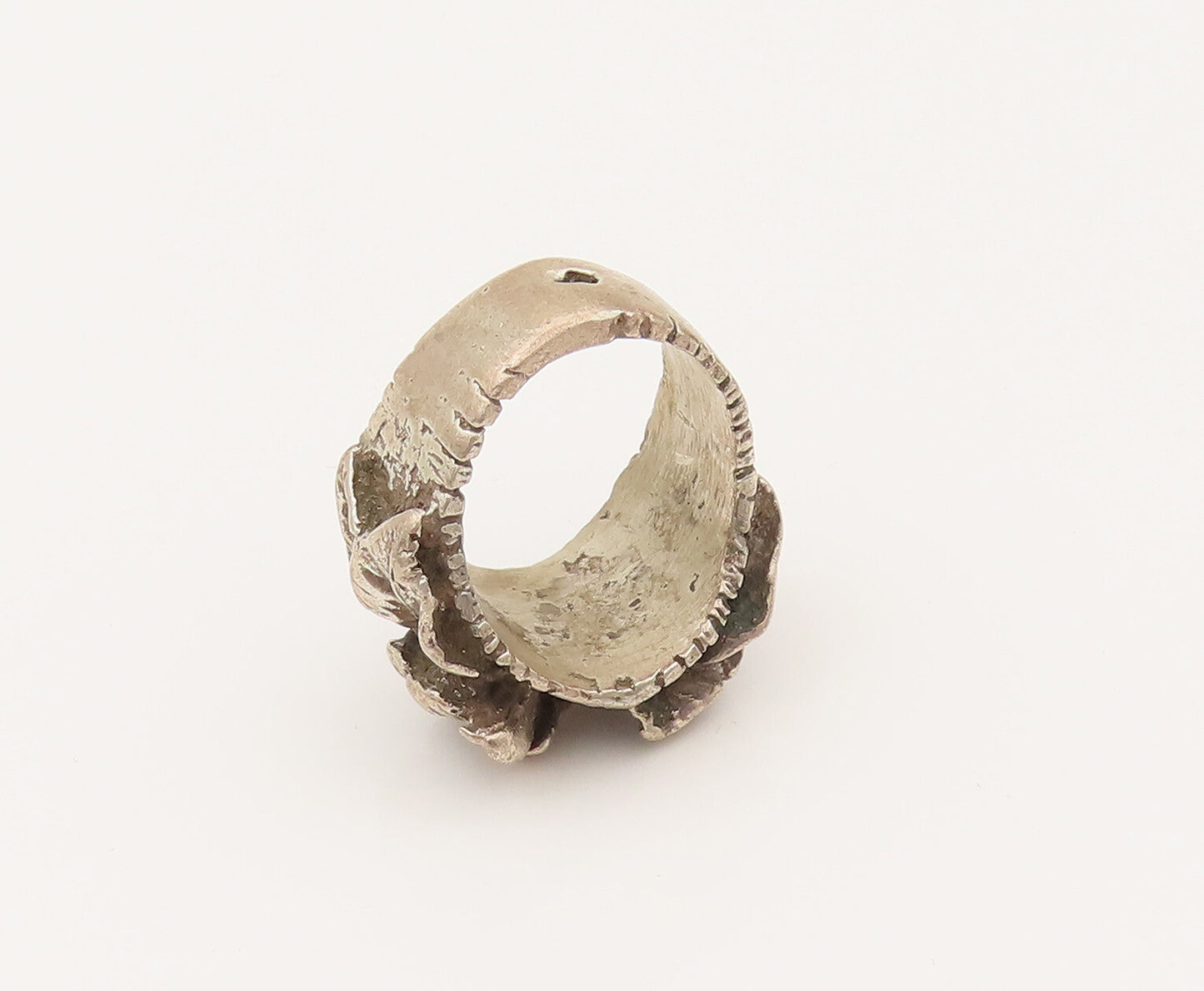 925 Sterling Silver  Vintage Antique 3D Rose Flower Band Ring Sz 5.5  RG26365