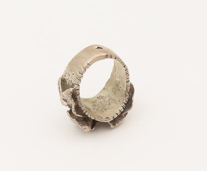 925 Sterling Silver  Vintage Antique 3D Rose Flower Band Ring Sz 5.5  RG26365