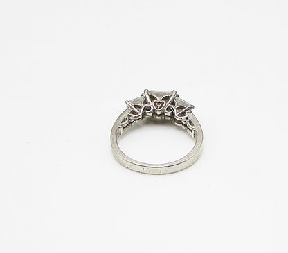 925 Silver  Vintage White Topaz & Cubic Zirconia Band Ring Sz 6.5  RG3221