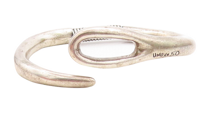 UNODE50 925 Sterling Silver Vintage Flexible Loop Bypass Cuff Bracelet BT2532