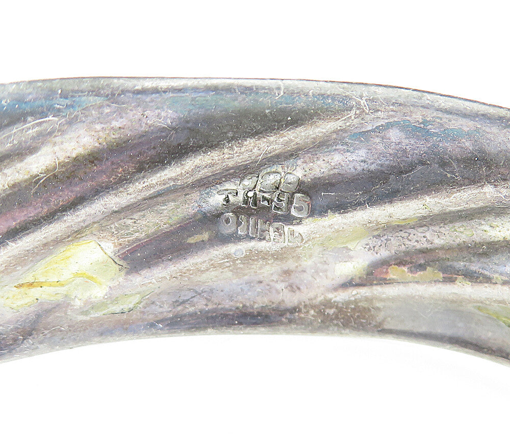 MEXICO 925 Sterling Silver  Vintage Dark Tone Fluted Cuff Bracelet  BT1452