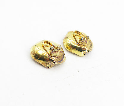 925 Sterling Silver  Vintage Sculpted Flower Motif Non Pierce Earrings  EG4442
