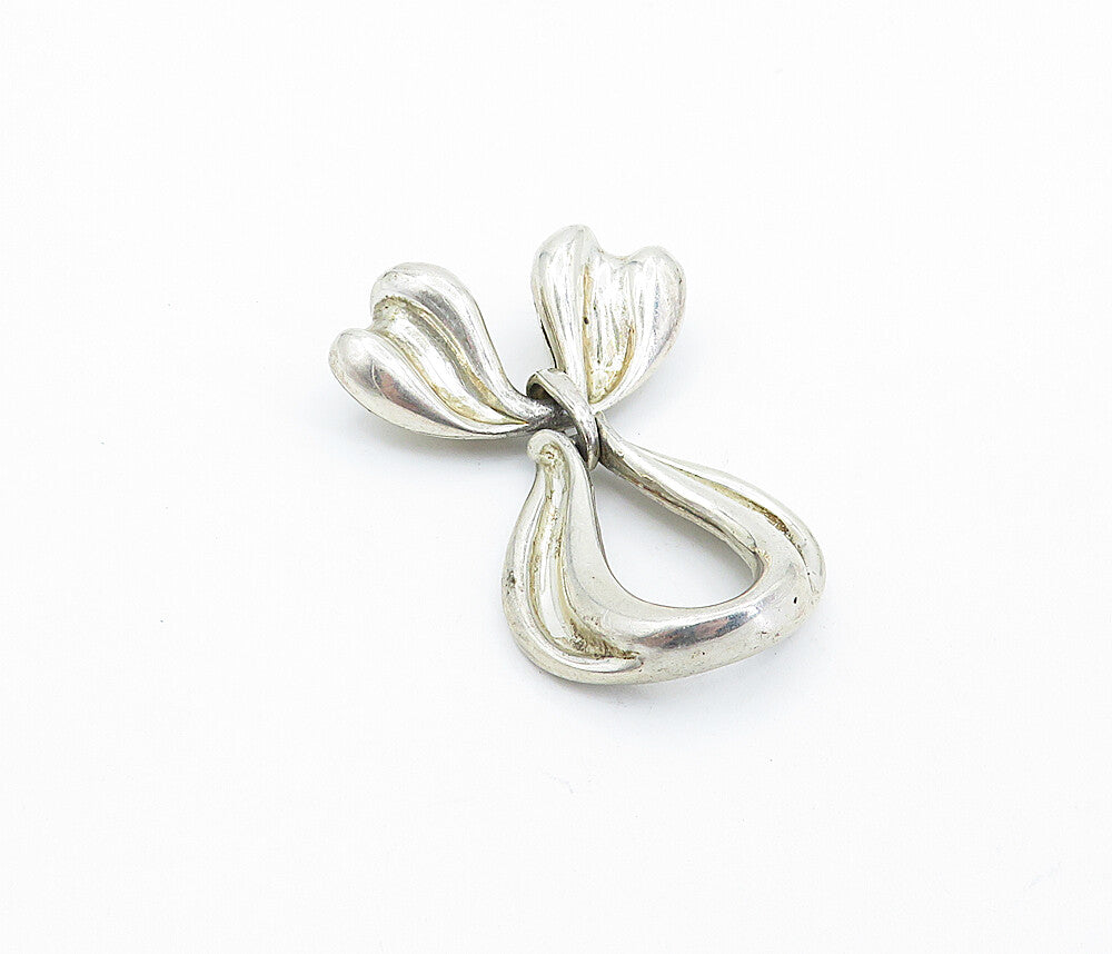 KABANA 925 Sterling Silver Vintage Modernist Bow Tie Ribbon Pendant PT4349