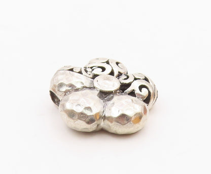 925 Sterling Silver  Vintage Shiny Hammered Swirl Flower Pendant  PT15681