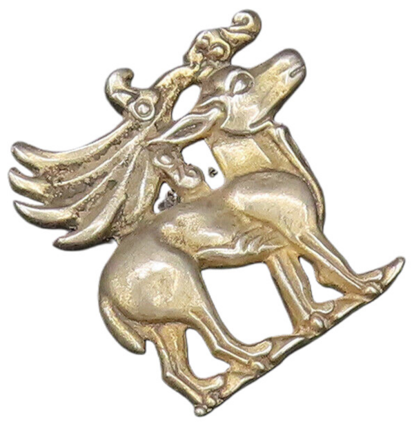 MMA 925 Sterling Silver  Vintage Royal Donkey Animal Brooch Pin  BP9857