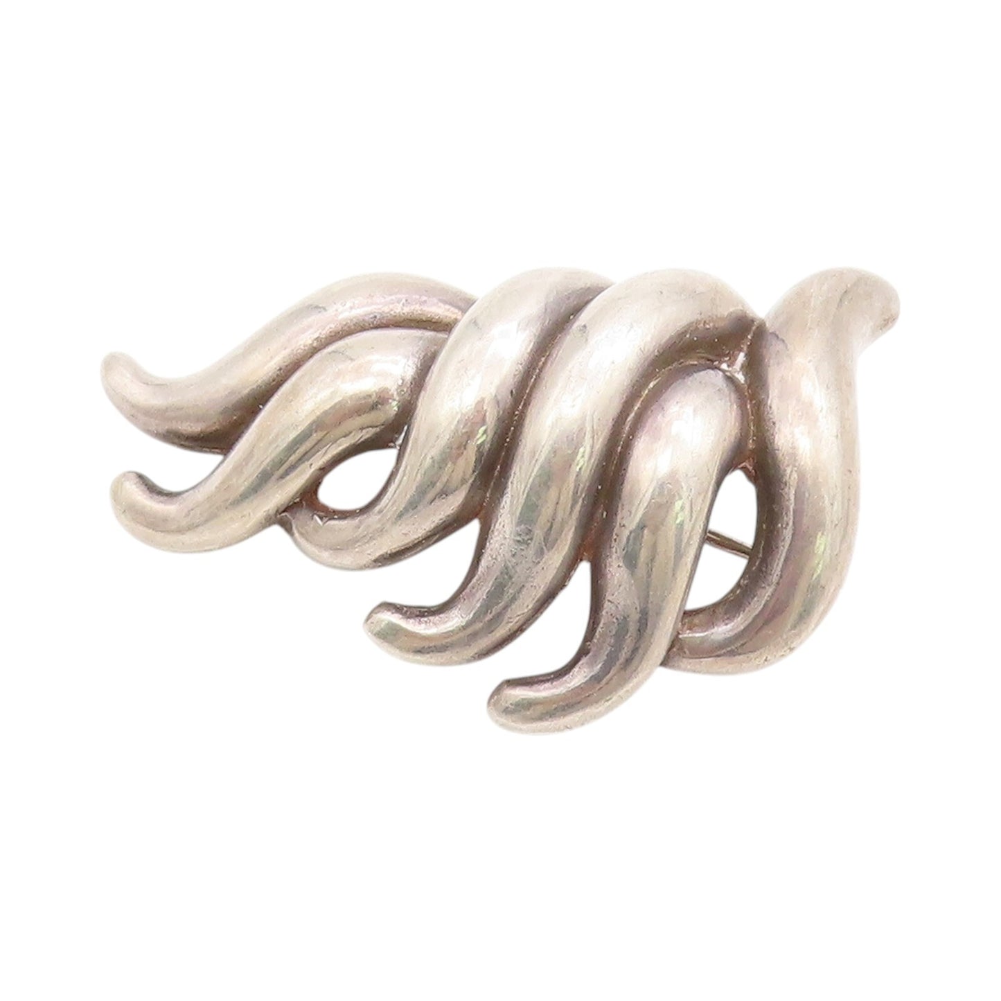 925 Sterling Silver Vintage Brooch Designer Dark Tone Cutout Swirls  BP11484