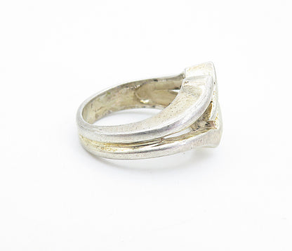 925 Sterling Silver  Vintage Open Link Design Shiny Band Ring Sz 5  RG7138