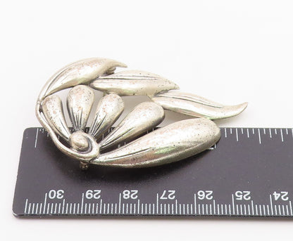 DANECRAFT 925 Sterling Silver  Vintage Sculpted Leaves Brooch Pin  BP9450