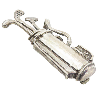 MEXICO 925 Sterling Silver  Vintage Bag Of Golf Clubs Sports Brooch Pin BP3047