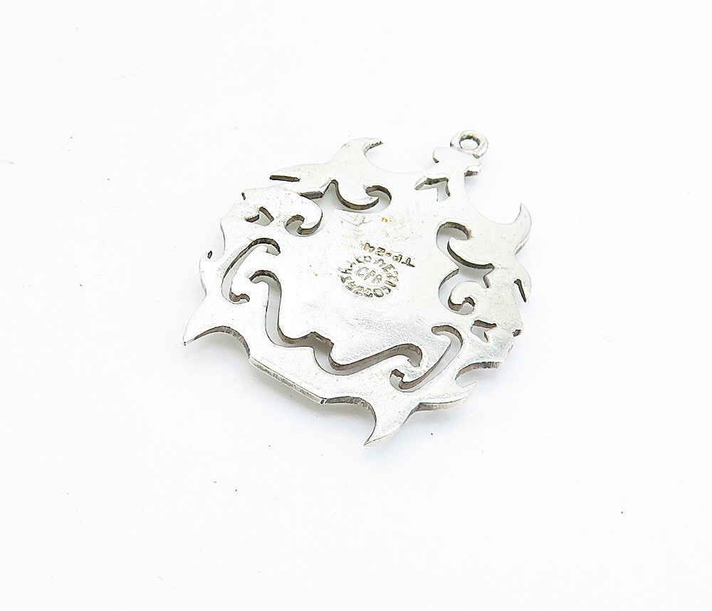 MEXICO 925 Sterling Silver  Vintage Black Onyx Swirl Cutout Pendant  PT5356