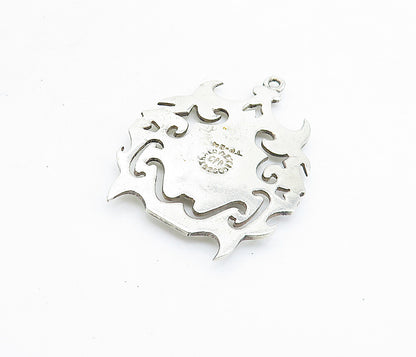 MEXICO 925 Sterling Silver  Vintage Black Onyx Swirl Cutout Pendant  PT5356