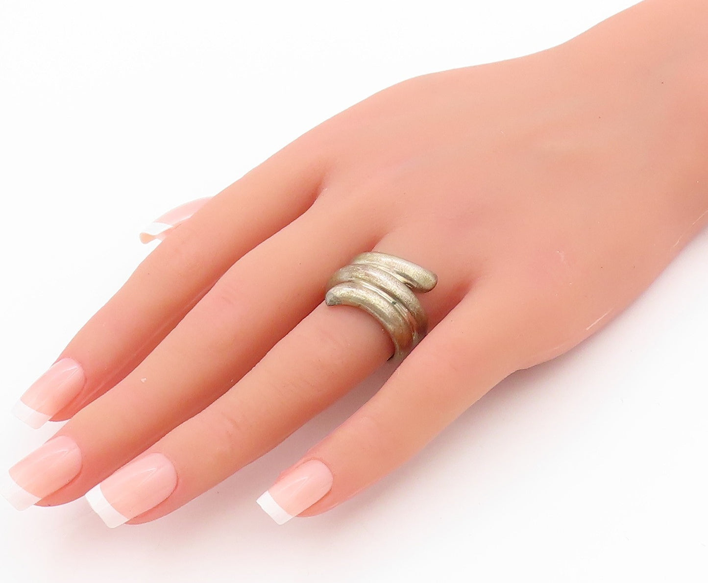 925 Sterling Silver Vintage Ring Solid Cutout Spiral Design  Sz 7  RG33350