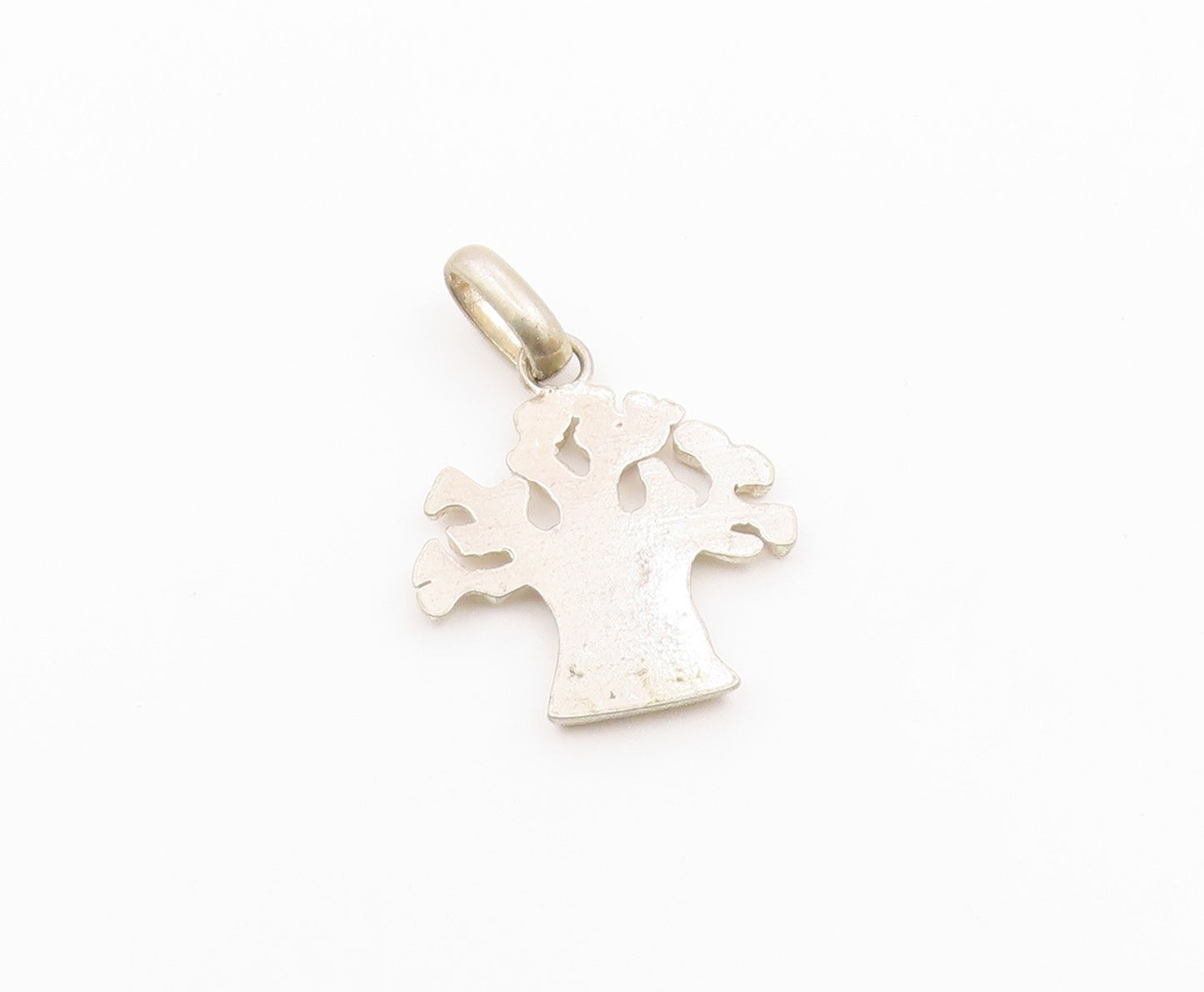 925 Sterling Silver  Vintage Shiny Tree Motif Drop Pendant  PT19386